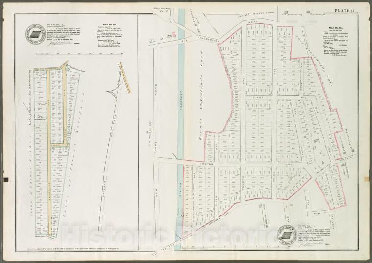 Historic 1888 Map - Plate 27: Map No. 315 [Bounded By Road From Macombs To The Fordh - Vintage Wall Art