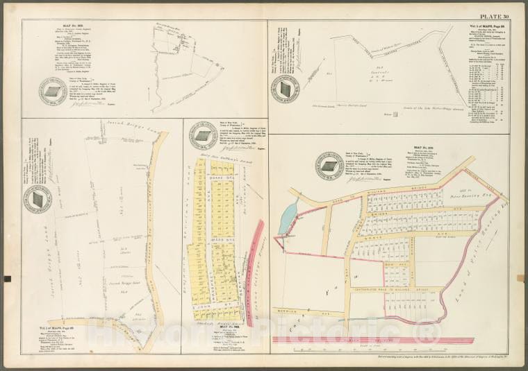 Historic 1888 Map - Plate 30: Map No. 368 [Bounded By School Or Mill Brook, Bussing - Vintage Wall Art