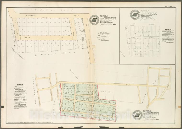 Historic 1888 Map - Plate 33: Map No. 252 [Bounded By Kingsbridge Road, Catharine St - Vintage Wall Art