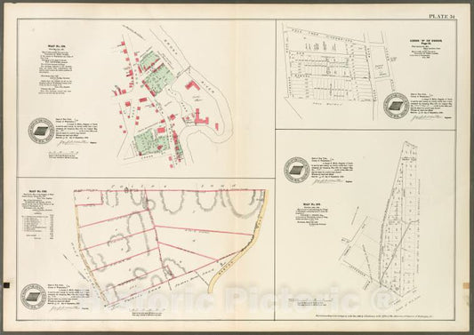 Historic 1888 Map - Plate 34: Map No. 154 [Bounded By Division St, Post Rd, Bronx - Vintage Wall Art