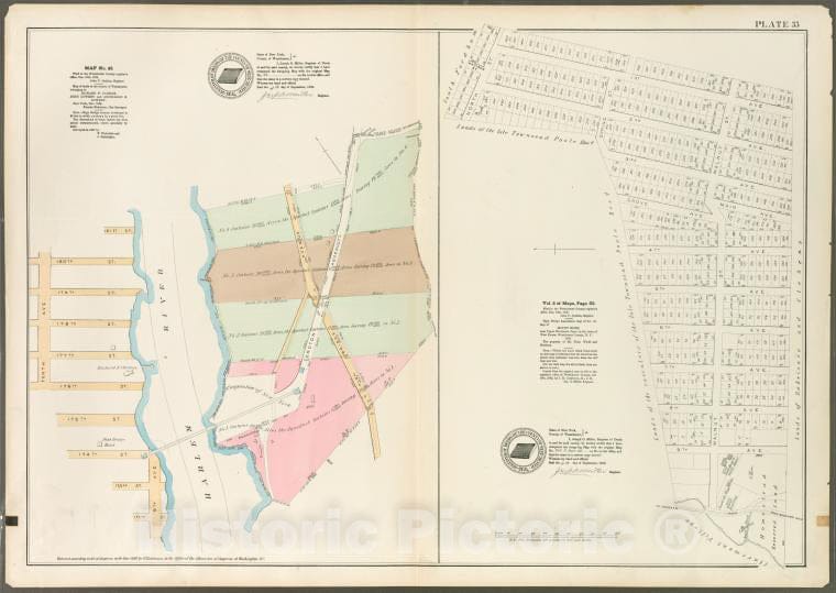 Historic 1888 Map - Plate 35: Map No. 45 [Bounded By Tenth Avenue, 181St Street, Cro - Vintage Wall Art