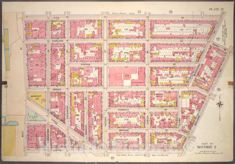 Historic 1899 Map - Plate 21, Part Of Section 2: [Bounded By King Street, Macdougal - Vintage Wall Art