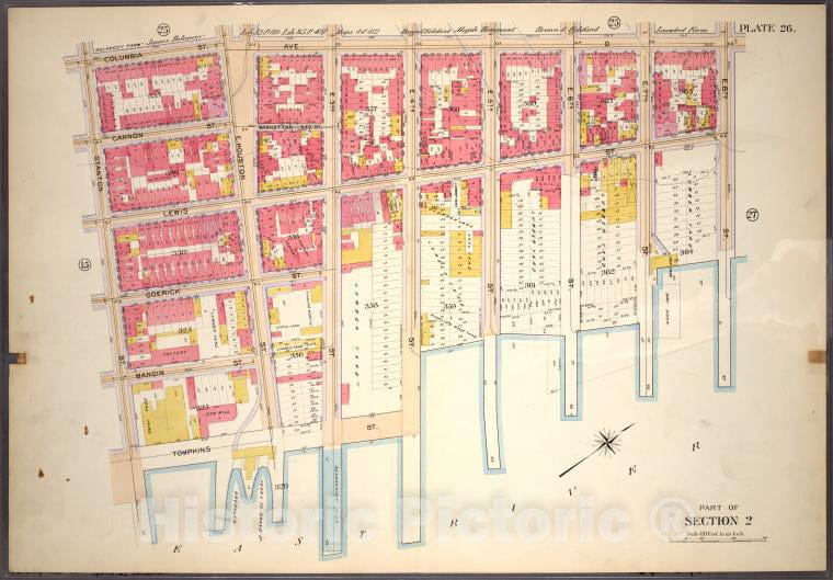 Historic 1899 Map - Plate 26, Part Of Section 2: [Bounded By Columbia Street, Avenue - Vintage Wall Art