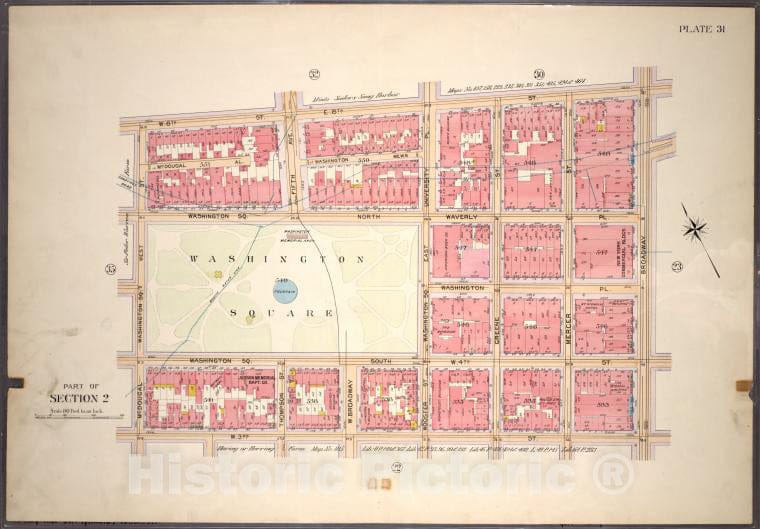 Historic 1899 Map - Plate 31, Part Of Section 2: [Bounded By W. 8Th Street, Broadway - Vintage Wall Art