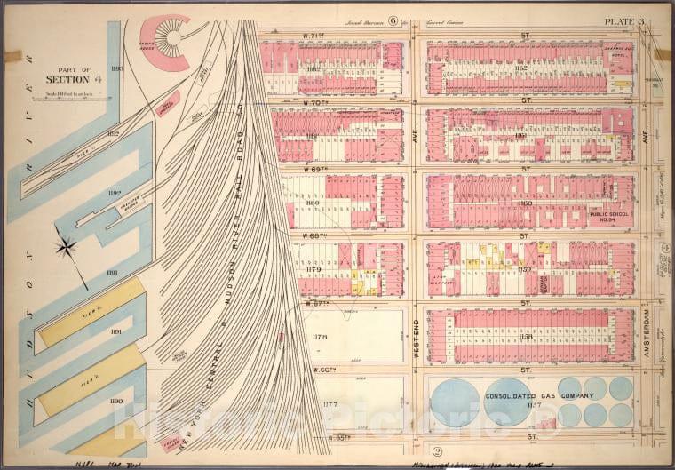 Historic 1898 Map - Plate 3, Part Of Section 4: [Bounded By W. 71St Street, Amsterda - Vintage Wall Art