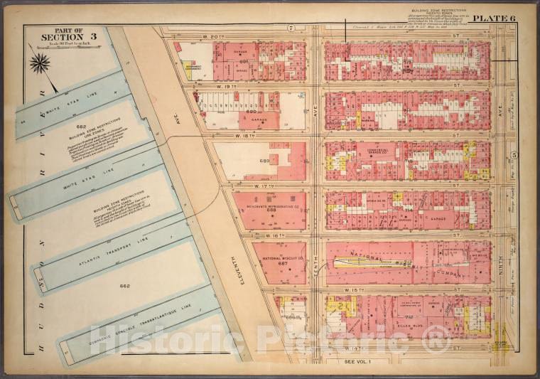 Historic 1920 Map - Plate 6, Part Of Section 3: [Bounded By W. 20Th Street, Ninth Av - Vintage Wall Art, V2