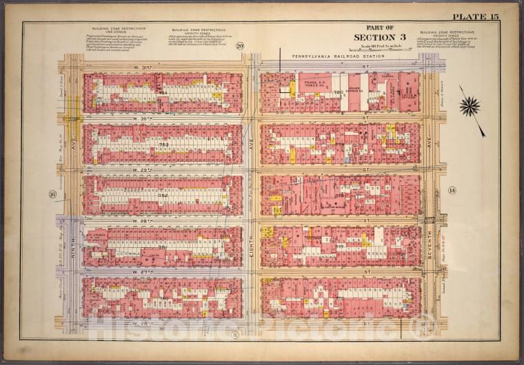 Historic 1920 Map - Plate 15, Part Of Section 3: [Bounded By W. 31St Street, Seventh - Vintage Wall Art, V2