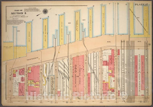 Historic 1920 Map - Plate 17, Part Of Section 3: [Bounded By (Hudson River Docks) Th - Vintage Wall Art