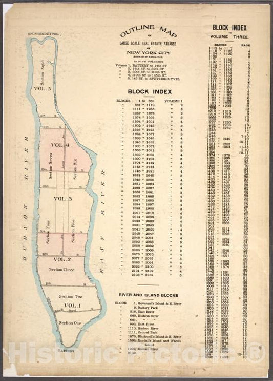 Historic 1921 Map - Outline Map Of Large Scale Real Estate Atlases Of New York City, Vintage Wall Art