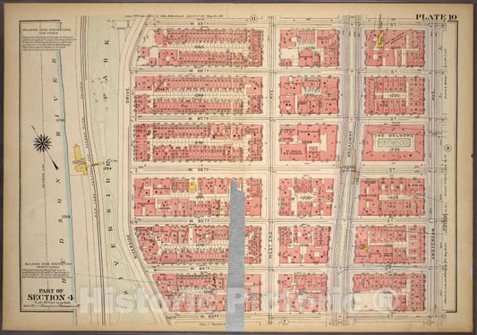 Historic 1921 Map - Plate 10, Part Of Section 4: [Bounded By W. 89Th Street, Amsterd - Vintage Wall Art