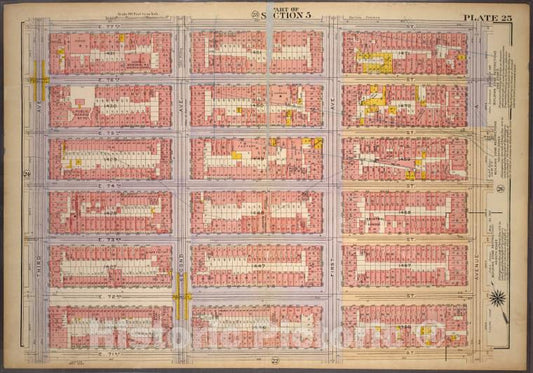 Historic 1921 Map - Plate 25, Part Of Section 5: [Bounded By E. 77Th Street, Avenue - Vintage Wall Art