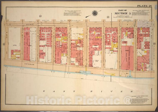 Historic 1921 Map - Plate 26, Part Of Section 5: [Bounded By Avenue A, E. 76Th Stree - Vintage Wall Art