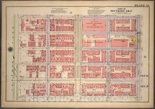 Historic 1921 Map - Plate 35, Part Of Sections 5&6: [Bounded By E. 100Th Street, Thi - Vintage Wall Art