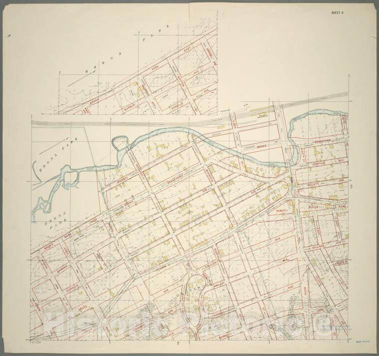 Historic 1905 Map - Sheet 4: Grid #9000E - 12000E, 1000N - 7000N. [Includes Gun Hil - Vintage Wall Art