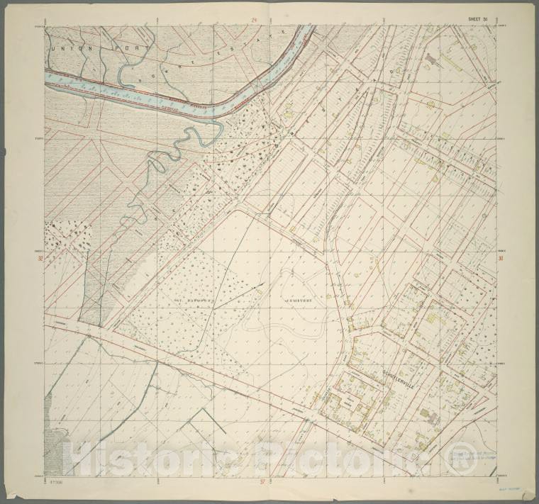 Historic 1905 Map - Sheet 31: Grid #24000E - 28000E, 1000S - 5000S. [Includes Union - Vintage Wall Art
