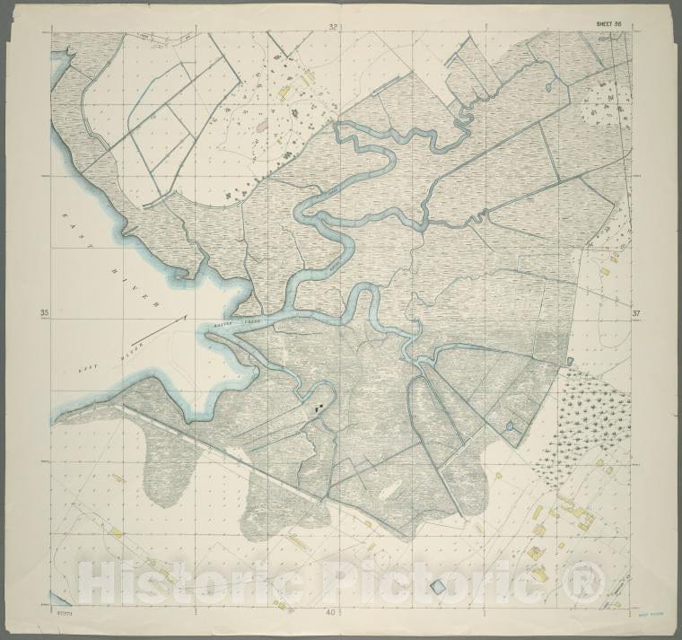 Historic 1905 Map - Sheet 36: Grid #28000E - 32000E, 5000S - 9000S. [Includes Baxte - Vintage Wall Art