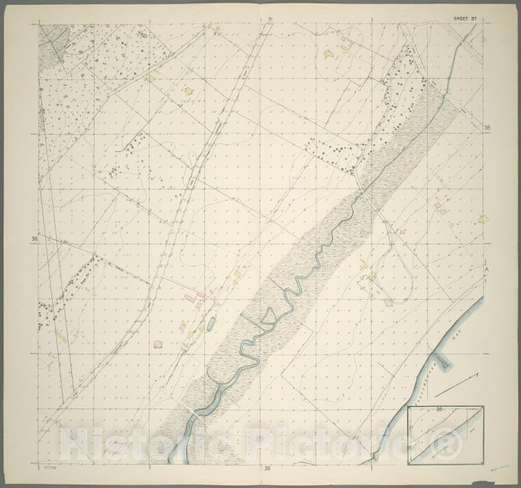 Historic 1905 Map - Sheet 37: Grid #28000E - 32000E, 1000S - 5000S. [Includes Taber - Vintage Wall Art