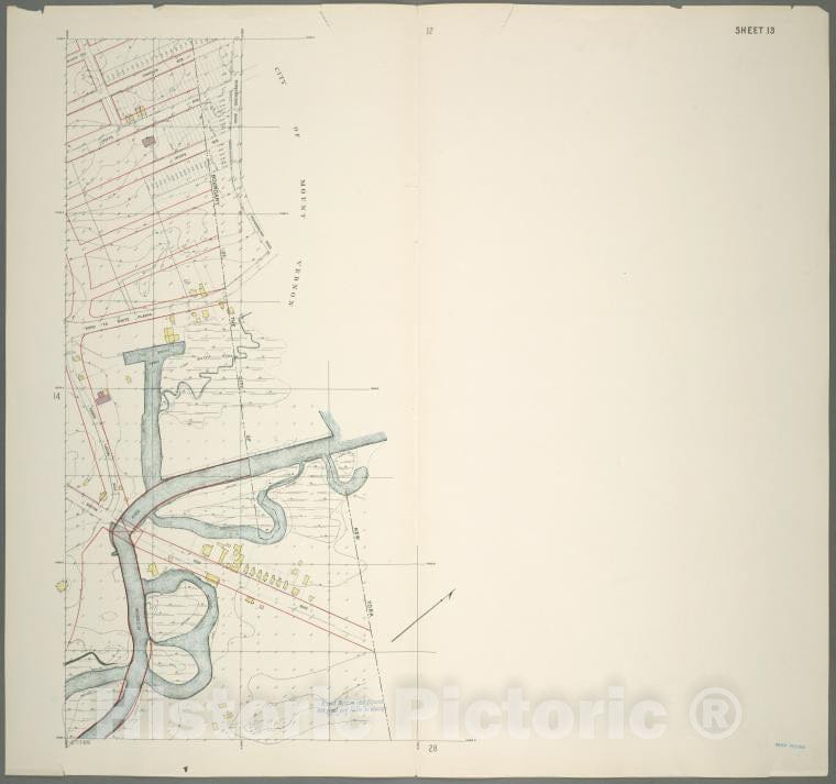 Historic 1905 Map - Sheet 41: Grid #36000E - 38000E, 4000S - 7000S. [Includes Throg - Vintage Wall Art