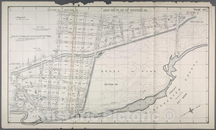 Historic 1892 Map - Map Or Plan Of Section 12. [Bounded By E. 176Th Street, Southern Boulevard, E. 182Nd Street And Bronx River.] - Bronx (New York, N.Y.) - Vintage Wall Art