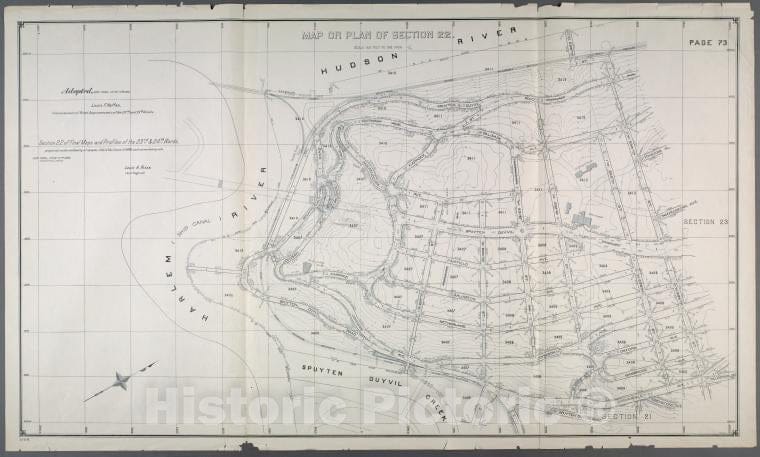 Historic Map - 1892 Bronx (New York, N.Y.), Or Plan Of Section 22. [New York Central And Hudson River Railroad, W. 236Th,Reet, Riverdale And Spuyten Duyvil Road.] - Vintage Wall Art