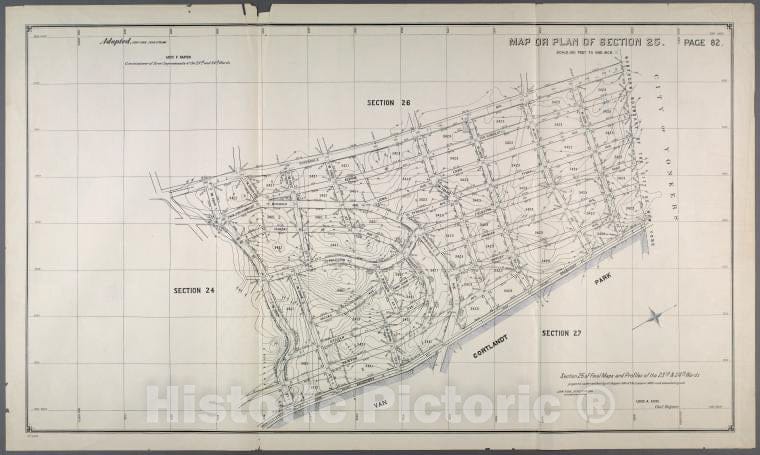 Historic 1892 Map - Map Or Plan Of Section 25. [Bounded By Riverdale Avenue, W. 262Nd Street, Broadway And W. 253Rd Street.] - Bronx (New York, N.Y.) - Vintage Wall Art