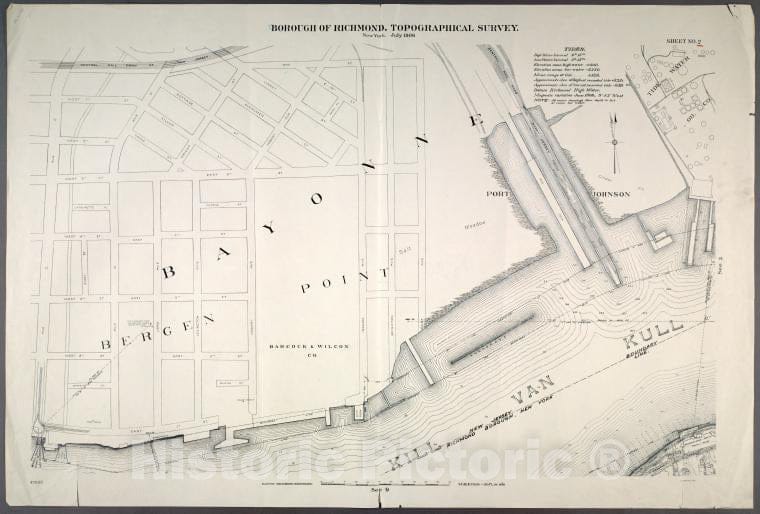 Historic Map - 1906 New York, N.Y. Richmond, Richmond Terrace In,Aten Island, Port Johnson, New Jersey And Richmond Borough Boundary Line, And, Bayonne - Vintage Wall Art