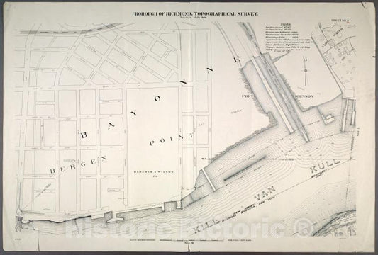 Historic Map - 1906 New York, N.Y. Richmond, Richmond Terrace In,Aten Island, Port Johnson, New Jersey And Richmond Borough Boundary Line, And, Bayonne - Vintage Wall Art