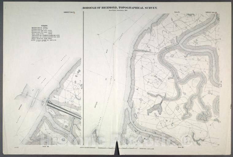 Historic Map - 1906 New York, N.Y. Richmond, New York And New Jersey Boundary Line, And,(Fresh Kills Island Of Meadow). - Buckwheat Island And Marks Creek. - Vintage Wall Art