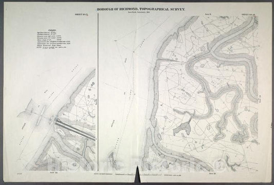 Historic Map - 1906 New York, N.Y. Richmond, New York And New Jersey Boundary Line, And,(Fresh Kills Island Of Meadow). - Buckwheat Island And Marks Creek. - Vintage Wall Art