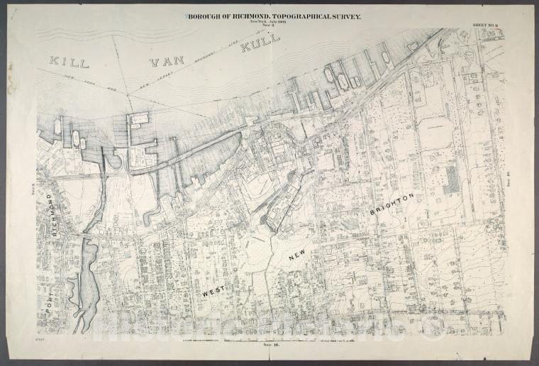 Historic Map - 1906 New York, N.Y. Richmond, Bennett Street, New Street, Jewett Street In Port Richmond, Castleton Ave, Henderson Street In West New Brighton. - Vintage Wall Art