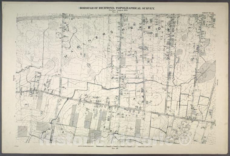 Historic Map - 1906 New York, N.Y. Richmond, Sheet No. 14. [Includes Mariners Harbor, Washington Avenue, Simonson Avenue Van Name Avenue, And Fairview Avenue.] - Vintage Wall Art