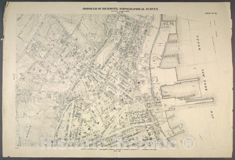 Historic Map - 1906 New York, N.Y. Richmond, Sheet No. 18. [Includes Grymes Hill, Stapleton And Upper New York Bay.] - Vintage Wall Art
