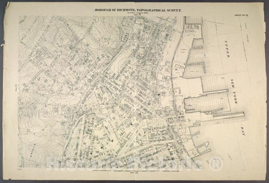 Historic Map - 1906 New York, N.Y. Richmond, Sheet No. 18. [Includes Grymes Hill, Stapleton And Upper New York Bay.] - Vintage Wall Art
