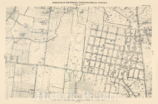 Historic Map - 1906 New York, N.Y. Richmond, Sheet No. 22. [Includes Westerleigh From Indiana Avenue To Watchogue Avenue, And From Brook Avenue To Jewett Avenue.] - Vintage Wall Art