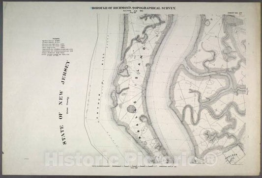 Historic Map - 1906 New York, N.Y. Richmond, Sheet No. 27. [Includes Prall'S Island, And Saw Mill River Estuary.] - Vintage Wall Art