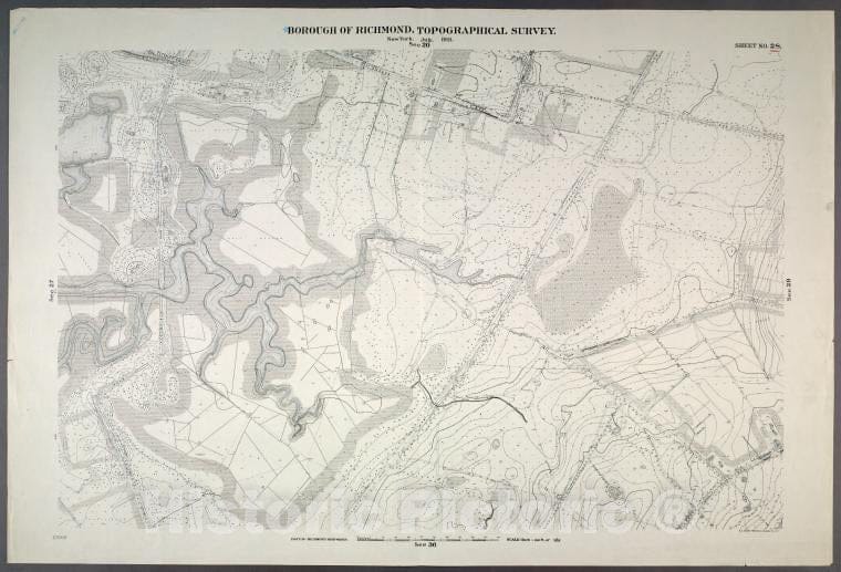Historic Map - 1906 New York, N.Y. Richmond, Sheet No. 28. [Includes Bloomfield, (Staten Island Wet Lands Preserve), (Bulls Head) And South Avenue.] - Vintage Wall Art