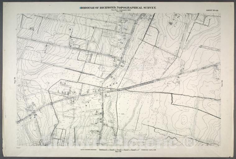 Historic Map - 1906 New York, N.Y. Richmond, Sheet No. 29. [Includes Bulls Head, From Merrill Avenue To Richmond Turnpike.] - Vintage Wall Art