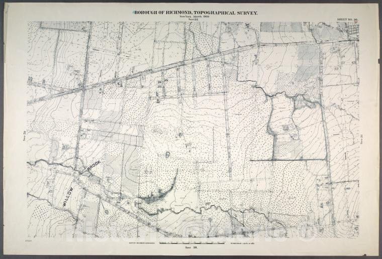 Historic Map - 1906 New York, N.Y. Richmond, Sheet No. 30. [Includes Auburn, Willow Brook Road, Decatur,Ewart, Sheridan And Wheeler In Willow Brook.] - Vintage Wall Art