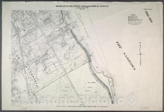 Historic Map - 1906 New York, N.Y. Richmond, Sheet No. 34. [Includes Belair Road, Hope Avenue, Evelyn Place, St.Johns'S Avenue, Shore Acres And Fort Wadsworth.] - Vintage Wall Art