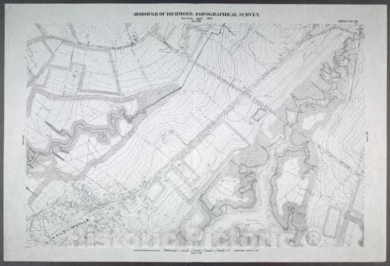 Historic Map - 1906 New York, N.Y. Richmond, Sheet No. 36. [Includes Chelsea Avenue, Union Avenue, Chelsea Creek, Richmond Turnpike And (Travis) Linoleum Ville.] - Vintage Wall Art