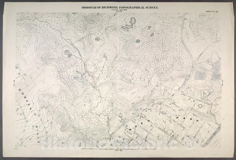 Historic Map - 1906 New York, N.Y. Richmond, Sheet No. 40. [Includes Dongan Hills, Fingerboard, Richmond, Duncan, Oakdale, (Emerson Hill, Old Town) Linden Park.] - Vintage Wall Art