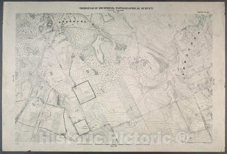 Historic Map - 1906 New York, N.Y. Richmond, Sheet No. 41. [Fingerboard Road, Old Town Road In Grasmere, Chicago, Sand Lane, Pickersgill & Cleveland Place - Vintage Wall Art