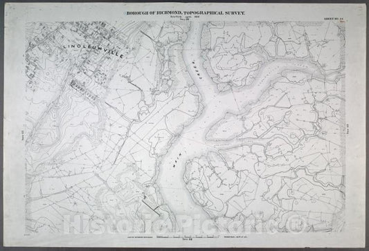 Historic Map - 1906 New York, N.Y. Richmond, Sheet No. 44. [Includes Linoleumville (Travis), (New Springville), Main Creek And Springville Creek] - Vintage Wall Art