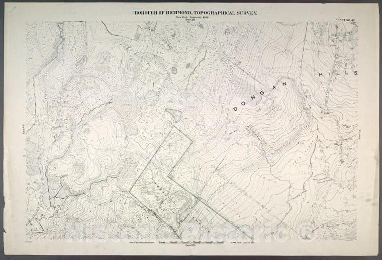Historic Map - 1906 New York, N.Y. Richmond, Sheet No. 47.[Includes Egbert Avenue, Todt Hill Road And Dongan Hills.] - Vintage Wall Art