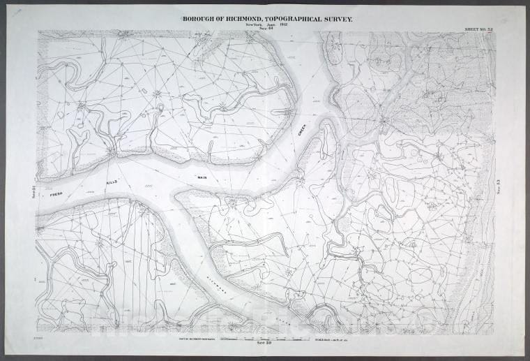 Historic Map - 1906 New York, N.Y. Richmond, [Includes (Fresh Kills),(Travis),(New Springville), (Greenridge), Fresh Kills Main Creek And Richmond Creek. - Vintage Wall Art