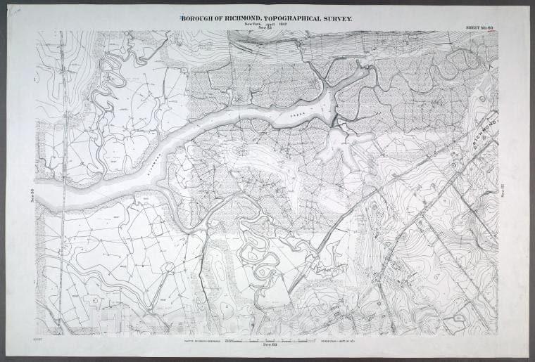 Historic Map - 1906 New York, N.Y. Richmond, Sheet No. 60. [Includes Bridge Avenue, Fresh Kills Road And Giffords Lane.] - Vintage Wall Art
