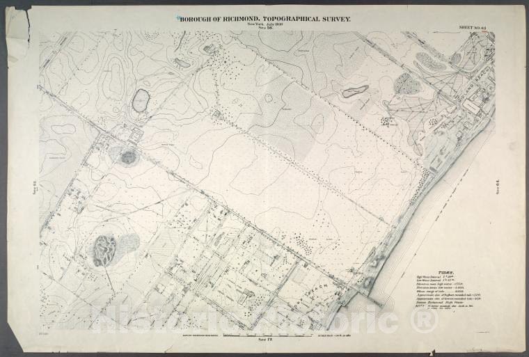 Historic Map - 1906 New York, N.Y. Richmond, Midland And Lincoln In Midland Beach, Coles, Atlantic, Vanderbilt And Cedar Grove In New Dorp Beach. - Vintage Wall Art