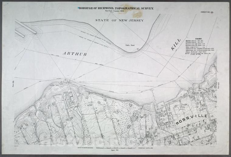 Historic Map - 1906 New York, N.Y. Richmond, Sheet No. 66. [Includes Winant Ave, St. Lukes Ave,Rossville Ave And (Arthur Kills Road) Fresh Kills Road In Rossville.] - Vintage Wall Art