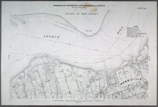 Historic Map - 1906 New York, N.Y. Richmond, Sheet No. 66. [Includes Winant Ave, St. Lukes Ave,Rossville Ave And (Arthur Kills Road) Fresh Kills Road In Rossville.] - Vintage Wall Art