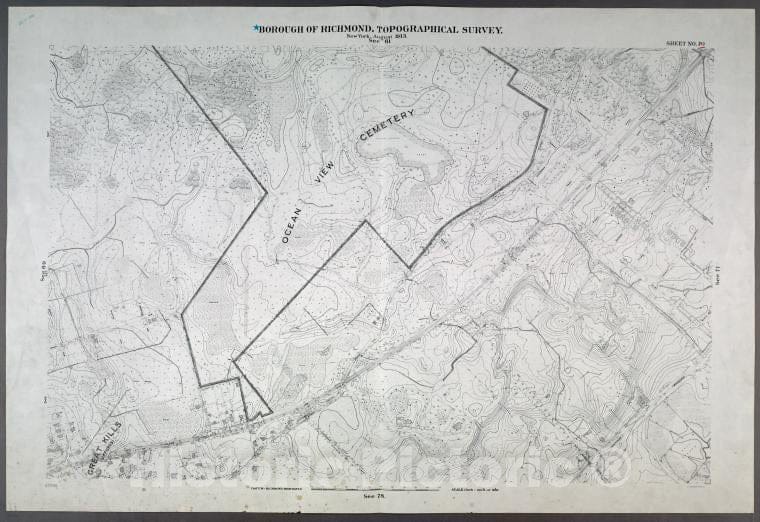 Historic Map - 1906 New York, N.Y. Richmond, Sheet No. 70. Includes Great Kills (Giffords), Southside Boulevard, Emmet Avenue, Washington Avenue, Lincoln Avenue, Vintage Wall Art